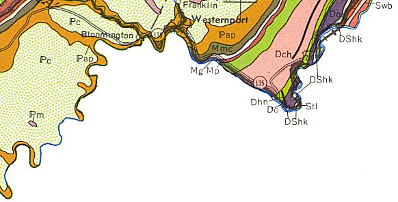 Geologic Map of Garrett  County,  Southeast